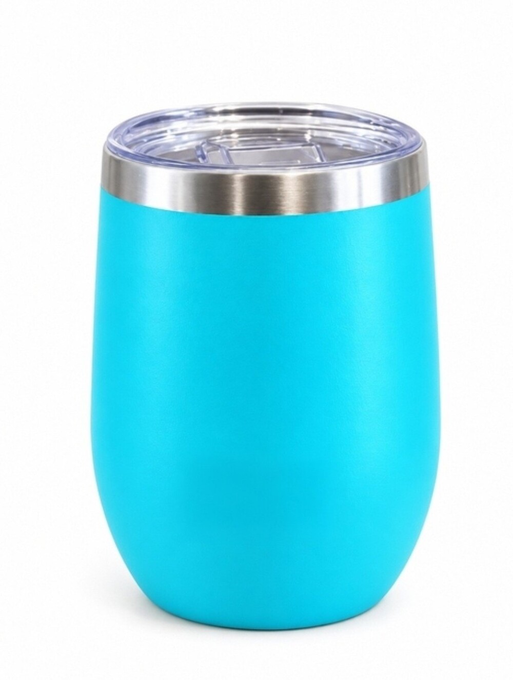 Insulated Turquoise Stemless Wine Tumbler with Clear Lid